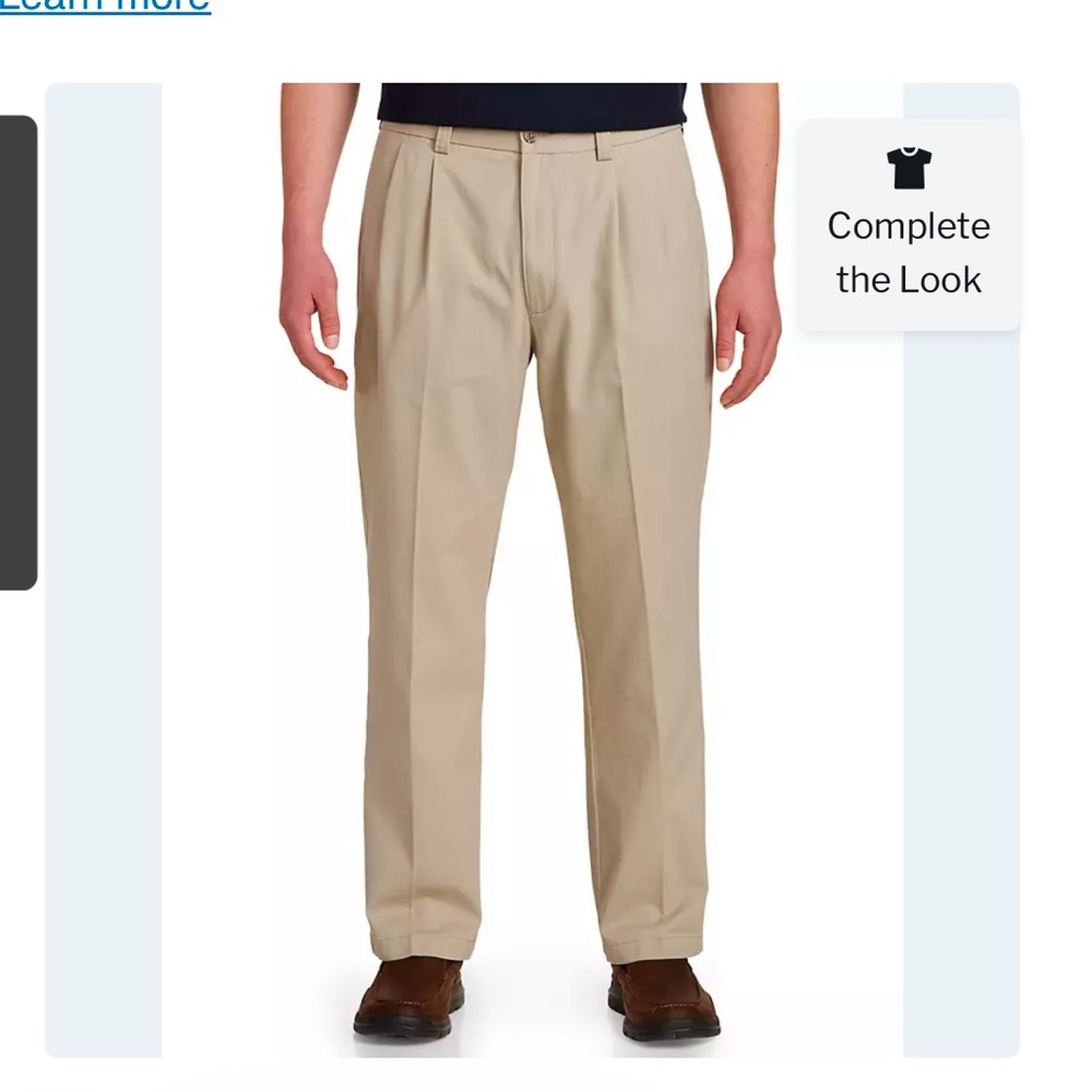 Khaki Mens Khaki- pleated front - Big and Tall